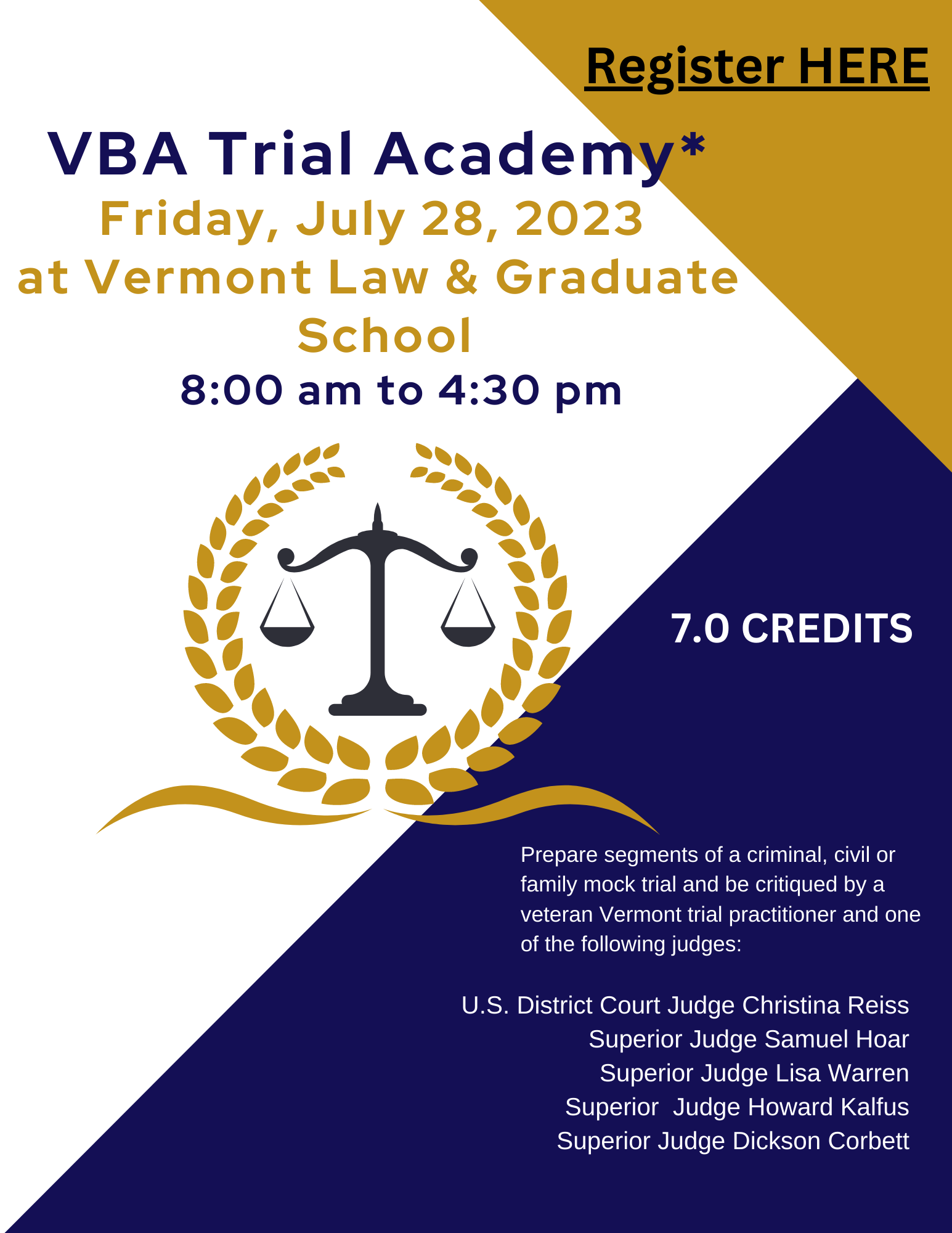 Trial Academy 2023 Open for Registration Vermont Bar Association